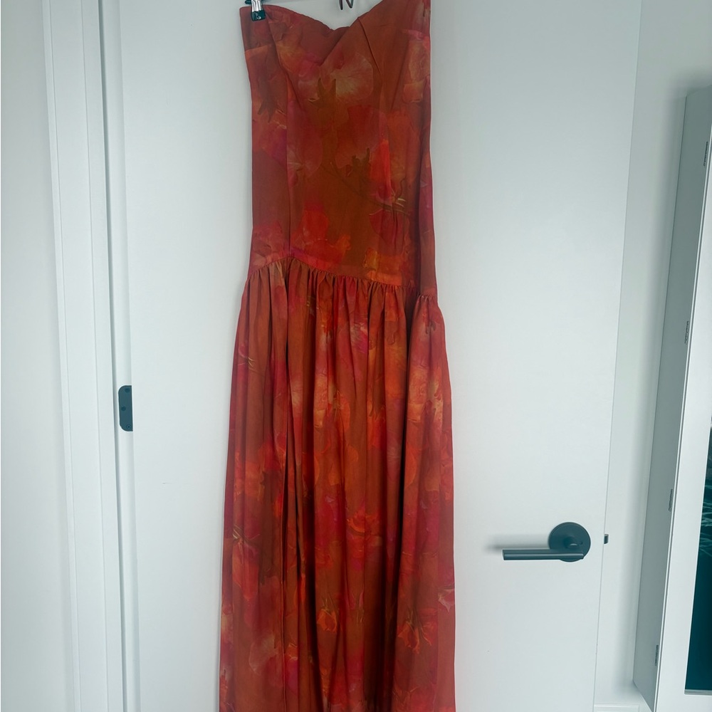 Peppermayo Vibrant Orange Strapless Dress - Picture 2 of 4